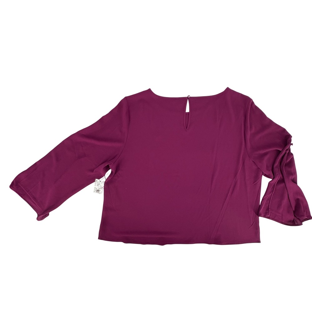 Vince Camuto Plum Noir Bell Sleeve Button Detail Blouse‎ Top XXL